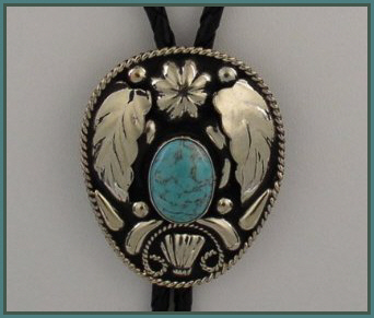 German Silver and Turquoise Bolo Tie